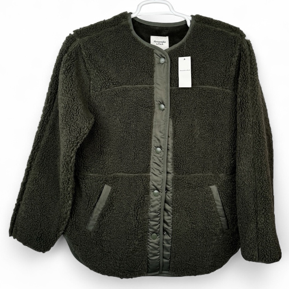 Abercrombie & Fitch Green Sherpa Jacket